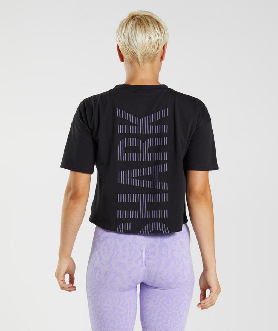 T Shirts Gymshark 315 Midi Mujer Negras Moradas | CO 2279UZG